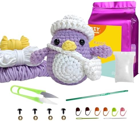 Wadukud Purple Penguin Crochet Kit for Beginners, DIY Crochet Animal Kit for Adults, Crochet Starter Kit with Step-by-Step Video Tutorials, Craft Gifts for Girl Kids by Unknown