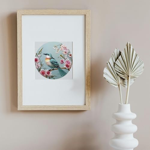 FONNUY Embroidery Kit for Beginners, Hummingbird Flowers Pre-Stamped Pattern Kits for Adults with Hoop, Easy to Follow Color Thread Needlework, 8''Hoop (Lightblue) - Image 3