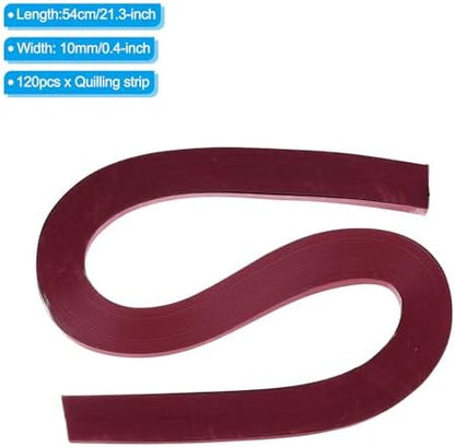 PATIKIL 120pcs Quilling Strips Paper 3/8"(10mm) 54cm Origami Paper Quilling Strip for Art DIY Hand Craft Christmas, Burgundy Red - Image 2