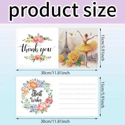 C'eitura 6Pcs Ballet Girl Diamond Art Greeting Card Kit – DIY Rhinestone Painting Postcard Set for Holiday Christmas New Year Party Favors, Creative Craft Gift for Dance Lovers - Image 7