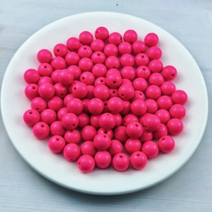 100pcs Acrylic Round Beads for Crafts 12mm Resin Candy Color Spacer Beads with Hole for Jewelry Making Sewing Crafts Decoration Necklaces Bracelets Earrings Supplies(Rose Red) - Image 2