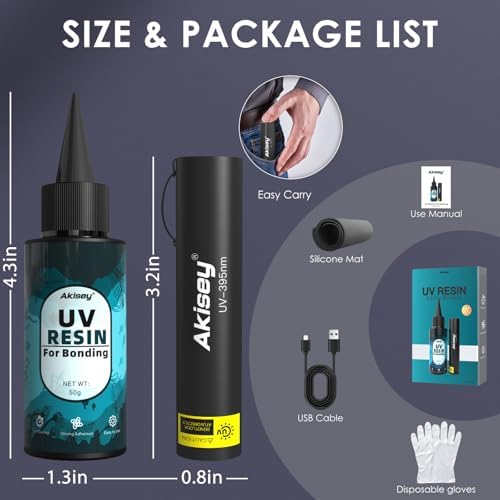 Akisey 50g UV Resin Kit with Light for Bonding & Fast Curing in Seconds - Image 5