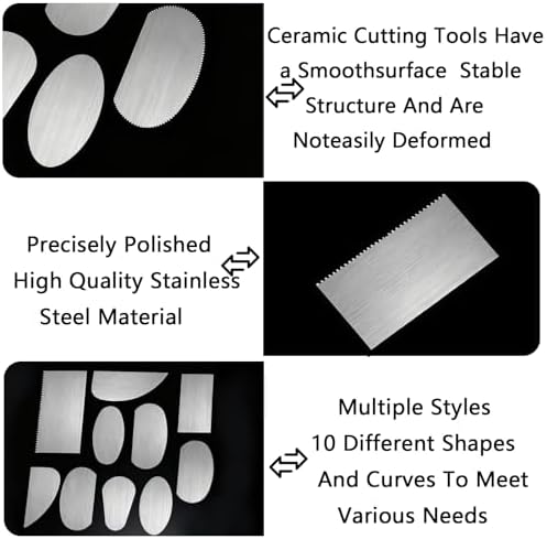 Pottery Tools Set for Beginners, 12 PCS Stainless Steel Clay Sculpting Tools, Ceramic Scrapers & Serrated Ribs for Trimming, Shaping & Texturing, Clay Modeling Tools Kit - Image 6