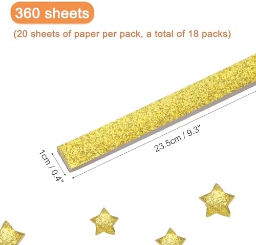 MECCANIXITY 360 Sheets Origami Paper Glitter Stars Papers Gold Fold Paper for Beginner Arts Crafts Projects,0.4 x 9.3 Inch - Image 2