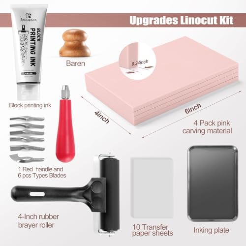 Bobblebro Linocut Kit for Printmaking, Stamp Making Kit with Carving Tools - Image 2