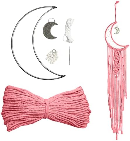 JeogYong Macrame Kit, DIY Moon Dream Catcher Macrame Kits for Kids & Adults Beginners, Includes Metal Hoop Rings Macrame Cord or More Craft Supplies and Materials for Bohemian Wall Decor Dreamcatcher by JeogYong
