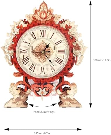 3D Puzzles for Adults Flame Flower Wall Clock Wooden Model DIY Kit Puzzle Clock Birthday Gifts for Men Woman Home Decor Christmas - Image 2
