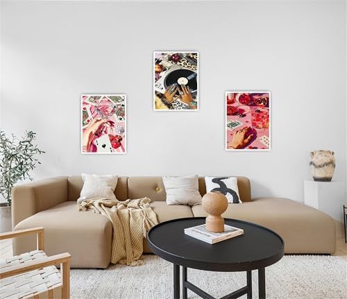 Jiqinsiye 3 Pcs DIY Paint by Numbers for Adults,Wooden Framed Pink Painting by Number Kits on Canvas,Acrylic Color by Numbers for Adult Beginner,Gifts Decor for Home Wall Room (Hand) - Image 7