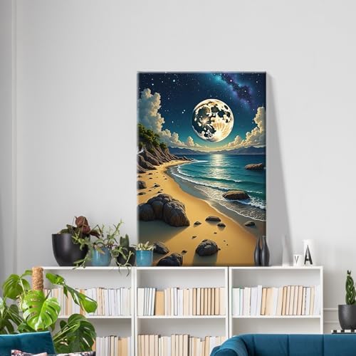 ATDMS Moon Paint by Numbers Kit for Adults with Frame 8x12 Inch - Image 2