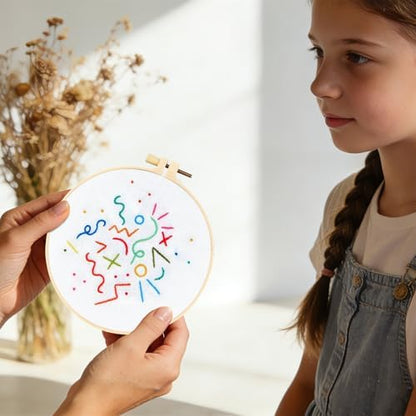 Beginners Embroidery Stitch Practice Kits, Easy Hand Embroidery Starters Kit for Beginners Adults, Stamped Cross Stitch Kits DIY Needlepoint Kits for Beginners Adults, Embroidery Hoop & Video Tutorial - Image 3