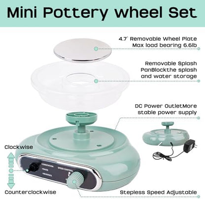Pottery Wheel,mini Pottery Wheel for Kids,Kids Pottery Wheel kit,Ages 4-8 Crafts Kits for Kids Ages 8-12,Sculpting Clay Tools & Arts Supplies Arts - Image 3