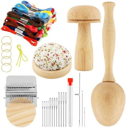 Mini Darning Mushroom Loom Kit, 14 Hooks Visible Weaving Tool - Image 3