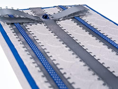 DIY Greeting Card Kit - Ribbon Cards - Handmade DIY Card Kits - Card Making Kit, Thank You & Birthday Cards - Card Kit for 10 Project Card (Platinum & Royal Blue) - Image 3
