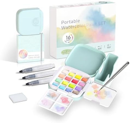 Mini Watercolor Paint Set, Compact Travel Art Kit with 16 Colors by ReliableAffordableQuality