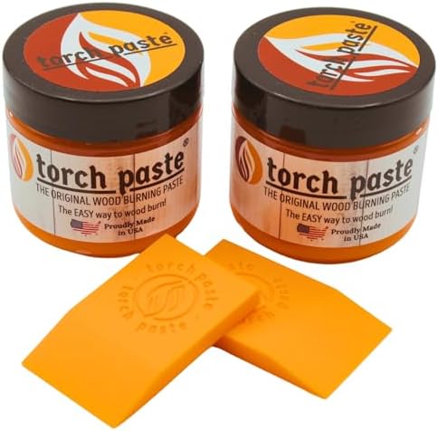 Torch Paste - The Original Wood Burning Paste | Made in USA Heat Activated Non-Toxic Paste for Crafting | Accurately & Easily Burn Designs on Wood, Canvas, Denim & More - Pack of 2 Jars + 2 Squeegees by TorchPaste