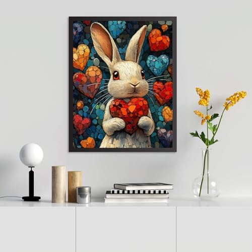RICUVED Easter Paint by Numbers for Adults, Rabbit Paint by Numbers Kit for Adults Beginners, Heart DIY Acrylic Oil Painting on Canvas Easy for Gift Home Wall Decor 16x20 Inch - Image 5