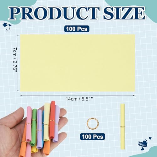 MECCANIXITY 100Pcs Message Paper Scrolls 7x14cm Lucky Wishing Light Yellow - Image 2