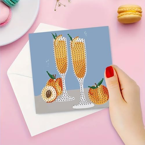 DDGYP 6 Pcs Cocktail Diamond Art Cards with Envelopes,Size 5.9×5.9inch - Image 3