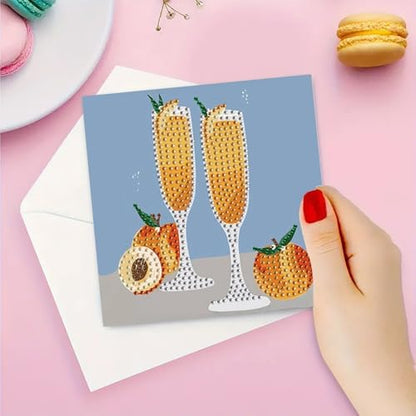 DDGYP 6 Pcs Cocktail Diamond Art Cards with Envelopes,Size 5.9×5.9inch - Image 3