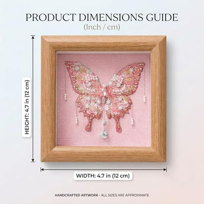 LKTEE Butterfly Bead Embroidery Kit, Hand Embroidery Starter Kit for Beginners Adults with Wooden Frame, Beaded Embroidery Kits DIY Craft Sewing Supplies for Gift Home Decoration (Pink) - Image 3