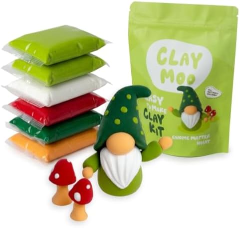 Gnome Clay Kit – Air Dry Foam Clay Craft for Adults & Teens by Claymoo