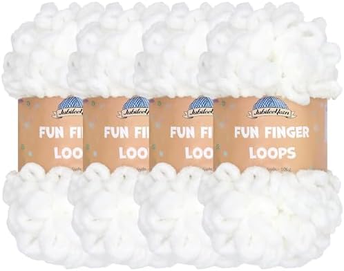 JubileeYarn Fun Finger Loops Yarn - White - 4 Skeins by BambooMN