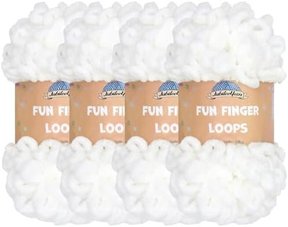 JubileeYarn Fun Finger Loops Yarn - White - 4 Skeins by BambooMN