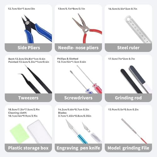 Kisoy 17PCS Model Kit Tools, Gundam & Dollhouse Essential Set with Case - Hobby Tools for Building, Repairing Airplane, Car and Robot Models - Image 2