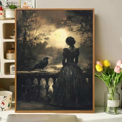 Gothic Crows Paint by Numbers Kit for Adults Framed Canvas, Frameworkless - Image 2