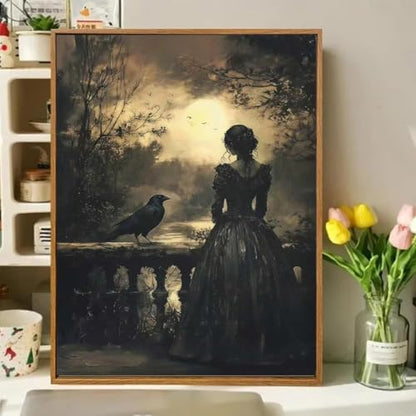 Gothic Crows Paint by Numbers Kit for Adults Framed Canvas, Frameworkless - Image 2