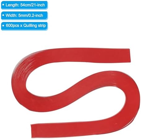 PATIKIL 600pcs Quilling Strips Paper 3/16"(5mm) 21"(54cm) Origami Paper Quilling Strip for Art DIY Hand Craft Christmas, Bright Red - Image 2