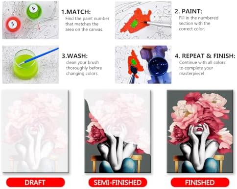 TUMOVO Paint by Numbers for Adults Beginner Girl Paint by Number Kits DIY Acrylic Painting for Adults Kids Paint by Number Abstract Flower Paint by Number Arts Craft, 16 x20 Inch - Image 4