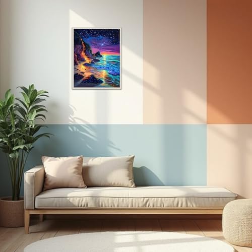 Banket Paint by Numbers Kit for Adults Beginner Beach DIY Painting Kits for Adults Starry Night Easy Adult Paint by Number Kits on Canvas Color by Numbers for Gifts Home Wall Decor 16x20 Inch - Image 5