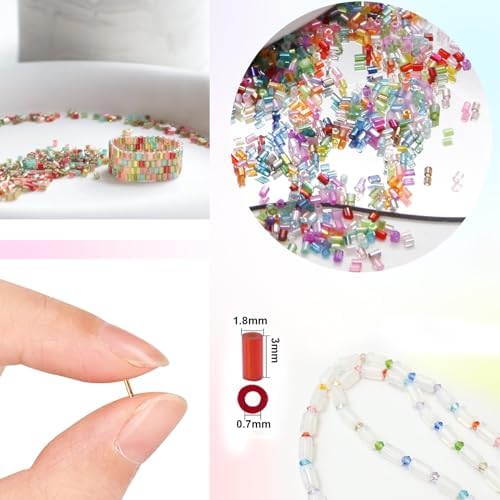 EuTengHao 16800pcs Tube Beads Kit Glass Bugle Seed Beads Small Craft Beads for DIY Crafting Jewelry Making Supplies (3mm, 350 Per Color, 48 Colors) - Image 4