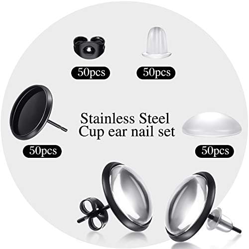 Hicarer 200 Pcs Sublimation Earrings Blanks Stud Earring Kit, Black - Image 4