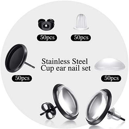 Hicarer 200 Pcs Sublimation Earrings Blanks Stud Earring Kit, Black - Image 4