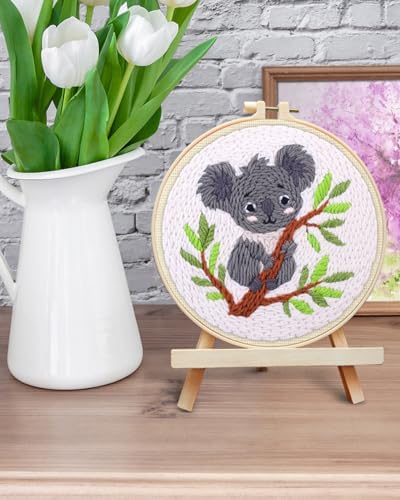 ERKOON Punch Needle Kit for Beginners Adults, DIY Easy Animal Embroidery Set for Starter Art Craft, Needling Punch Project with Patterns, Tools, Yarns, Hoop, Instruction (Koala) - Image 6