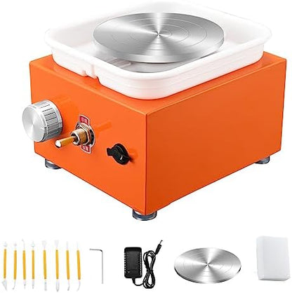 Mini Pottery Wheel Machine for Adults & Beginners, 2 Turntables (3.94" & 2.56") | 0-2000 RPM Adjustable Speed Pottery Machine Removable Splash Tray Ceramic Making Kit Includes 8 Sculpting Tools by Beolisav