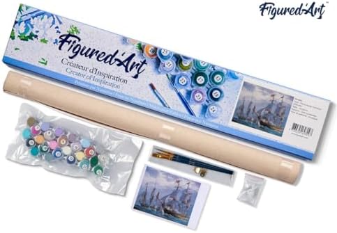 Figured'Art Paint by Numbers Kit for Adults The American Fleet 16"x20" - Craft Art Painting DIY Kit Rolled Canvas Without Frame - Image 5