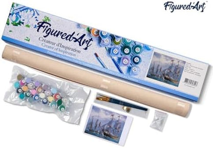 Figured'Art Paint by Numbers Kit for Adults The American Fleet 16"x20" - Craft Art Painting DIY Kit Rolled Canvas Without Frame - Image 5