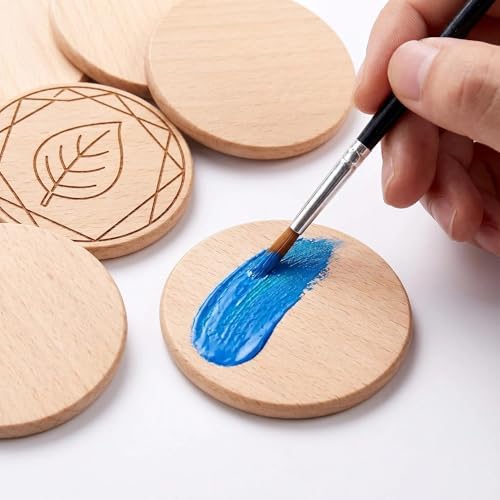 24 Pieces 1.5 Inch Round Wood Keychain Blanks, Unfinished Wood Crafts with Stainless Steel Rings for Laser Engraving, DIY Personalized Gifts, Pet Tags, Christmas Decorations - Image 6