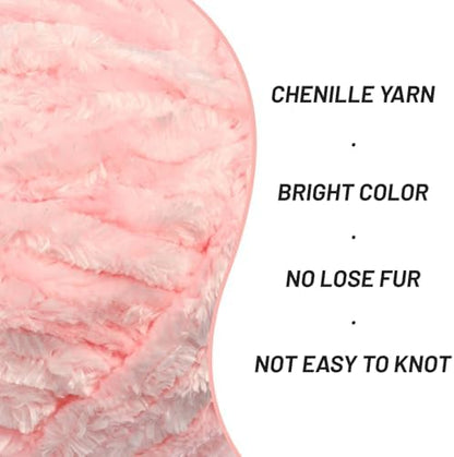 Chenille Velvet Soft Yarn Pale Pink 3 Pack - Image 2