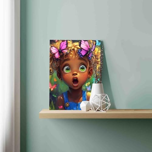 DIY Paint by Numbers for Adults African Young Girl Painting Acrylic Paint DIY Oil Painting Cute Child Painting Kits African American Expression Canvas Art Living Room Decor 16x20 Inch（Without Frame - Image 4