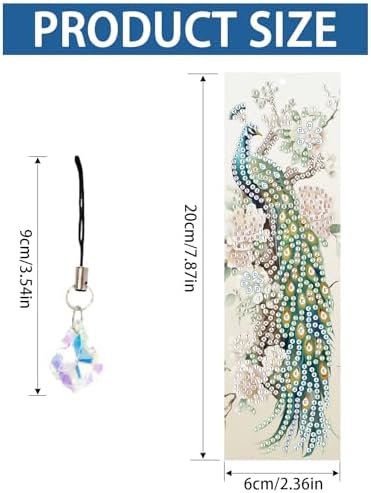 MVVMTOP 4pcs Diamond Painting Bookmark with Crystal Pendant, DIY Peacock, Special Shape Crystal Craft Partial Drill, 5D Diamond Art Handmade Bookmark, Reading Accessories and Gift for Book Lovers - Image 2