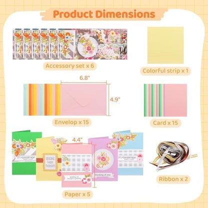 Diy Handmade Greeting Card Set, Paper Craft Kit With Cards, Envelopes, And Decorative Accessories For Birthdays, Christmas, Weddings - Image 5