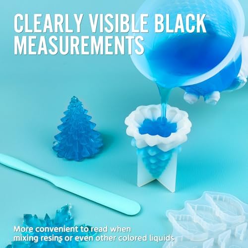Silicone Resin Mixing 1L Measuring Cup Set for Resin Supplies, Easy-to-Read Marks, 1000ml/32oz Large Cup, Thickened Reusable Silicone Cups for Epoxy Mixing, Jewelry Making - Image 4
