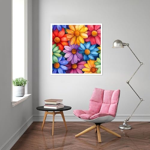 Eiazuiks Stamping Cross Stitch Kit, Colorful Flowers Counting Cross Stitch Kit for Adult Beginners, Full Line DIY Stitching Kit for Home Decor Cross Stitch Patterns 12x16 inches - Image 2