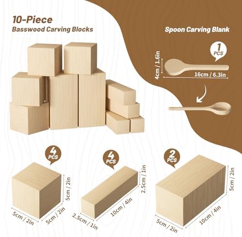 Wood Carving Kit, Wood Carving Tools Set with Carving Knives Detail Knives Basswood Blocks Gloves Polishing Compound Coloring Set, Wood Whittling Kit for Beginners DIY Hobbies for Adults - Image 5