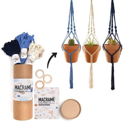 Aesthetic Creative Macrame Kit, Makes 3 DIY Plant Hangers for Teens & Adult Beginners, Craft Supplies for Boho Art Project-3 Custom Color Macrame Cord, Wooden Rings & Instructions by AestheticCreative
