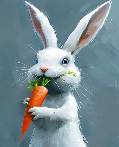 Paint by Numbers Kit for Adults Beginner, Rabbit Paint by Numbers Animal, DIY Easy Acrylic Watercolor Oil Painting Kit with Brushes, Arts and Crafts for Adult for Home Wall Decor, Gifts 16x20 in 2-35 by Unknown